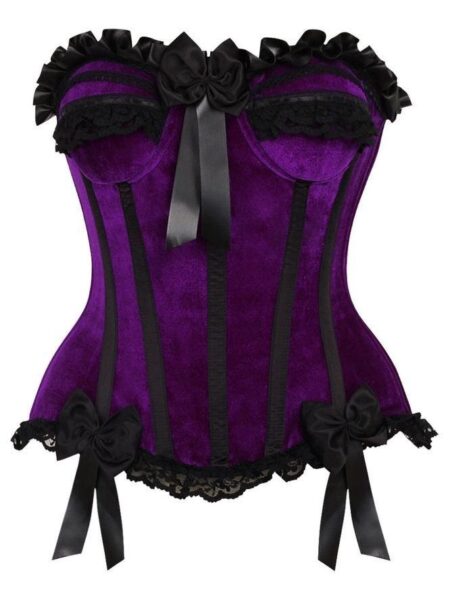 Top Drawer Purple Velvet Steel Boned Burlesque Corset — Pleasure Zone Houston