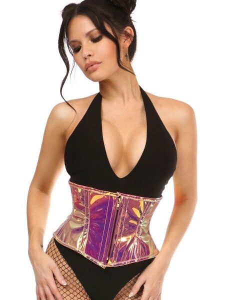 Top Drawer Rainbow Gold Holo Steel Boned Mini Cincher — Pleasure Zone Houston