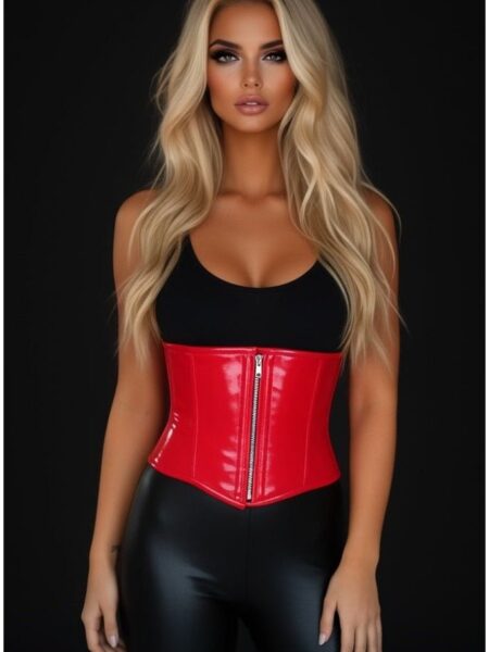 Top Drawer Red Patent Steel Boned Mini Cincher — Pleasure Zone Houston