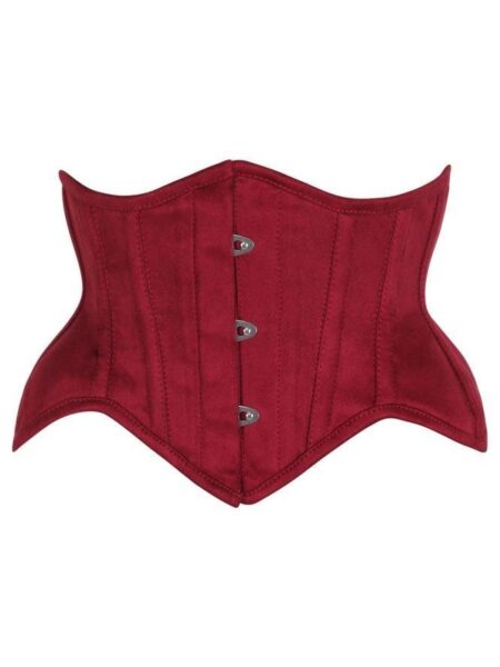 LIMITED EDITION Top Drawer Red Suede Steel Boned Mini Waist Cincher Corset — Pleasure Zone Houston