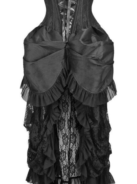 Top Drawer Steel Boned Black Lace Victorian Bustle Underbust Corset Dress — Pleasure Zone Houston