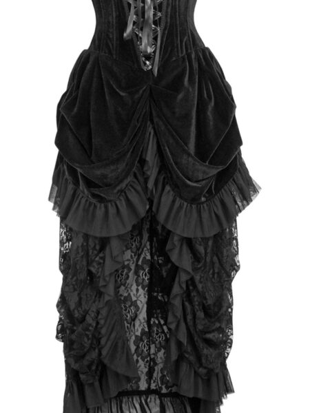 Top Drawer Steel Boned Black Velvet Victorian Bustle Underbust Corset Dress