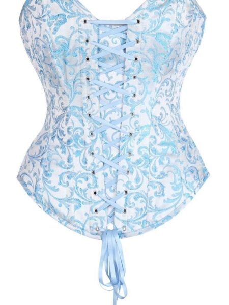LIMITED EDITION Top Drawer Steel Boned Blue Brocade Overbust Lace-Up Corset Top