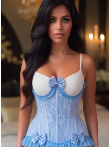 LIMITED EDITION Top Drawer Steel Boned Blue Lace Underwire Burlesque Underbust Corset Cincher