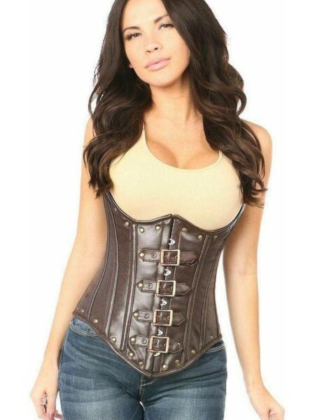 LIMITED EDITION Top Drawer Steel Boned Distressed Faux Leather Underbust Corset Top — Pleasure Zone Houston