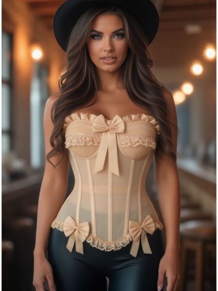 Top Drawer Steel Boned Nude Mesh Underwire Bustier Corset — Pleasure Zone Houston