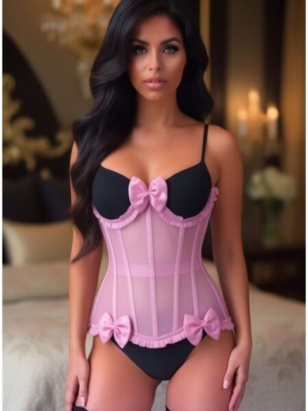 LIMITED EDITION Top Drawer Steel Boned Pink Mesh Underwire Burlesque Underbust Corset Cincher