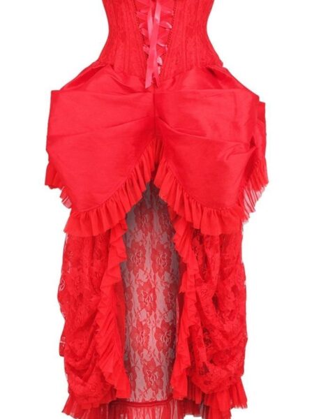 Top Drawer Steel Boned Red Lace Victorian Bustle Underbust Corset Dress — Pleasure Zone Houston