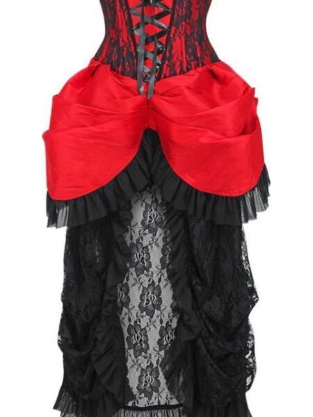 LIMITED EDITION Top Drawer Steel Boned Red/Black Lace Victorian Bustle Underbust Corset Dress