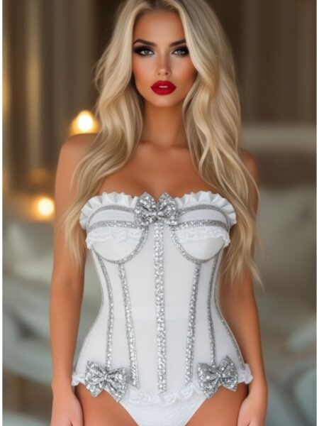 LIMITED EDITION Top Drawer Steel Boned Silver Sequin Underwire Bustier Corset — Pleasure Zone Houston