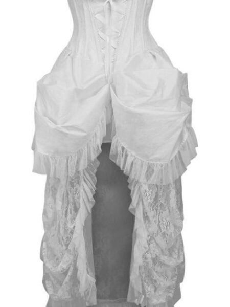 LIMITED EDITION Top Drawer Steel Boned White Lace Victorian Bustle Underbust Corset Dress — Pleasure Zone Houston
