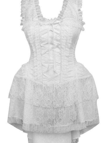 Top Drawer Steel Boned White Lace Victorian Corset Dress — Pleasure Zone Houston