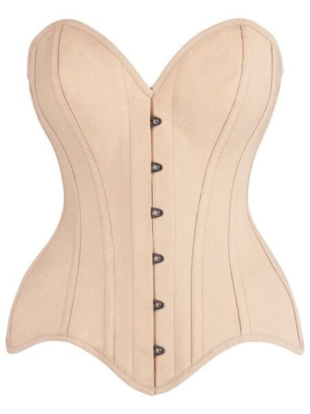 LIMITED EDITION Top Drawer Tan Cotton Steel Boned Overbust Corset