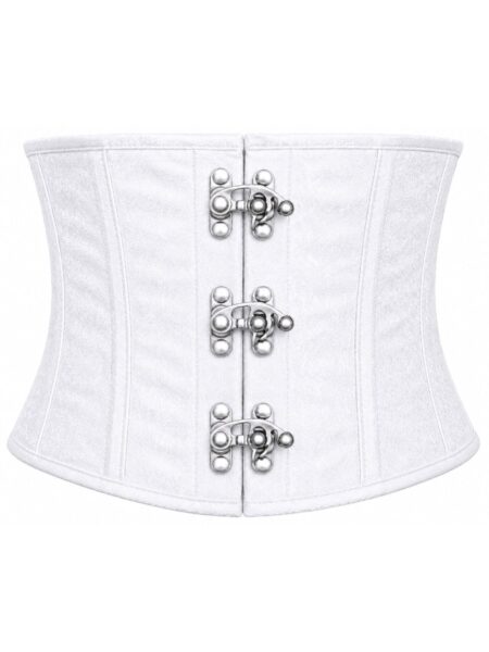 Top Drawer White Brocade Steel Boned Mini Cincher w/Clasps