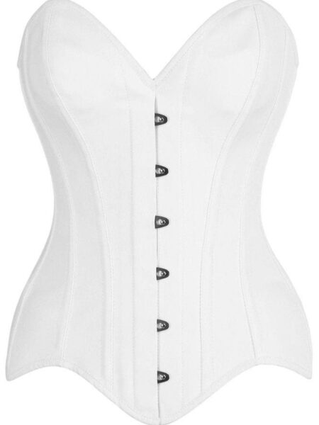 LIMITED EDITION Top Drawer White Cotton Steel Boned Overbust Corset — Pleasure Zone Houston