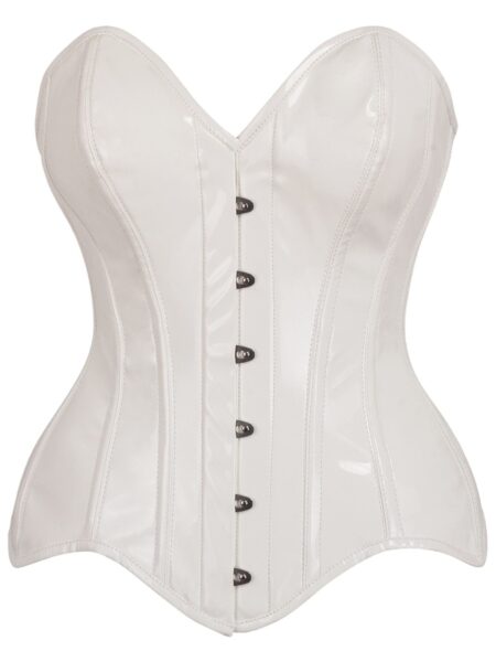 Top Drawer White Patent Leather Steel Boned Overbust Corset — Pleasure Zone Houston
