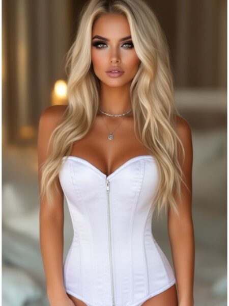 Top Drawer White Satin Steel Boned Corset — Pleasure Zone Houston