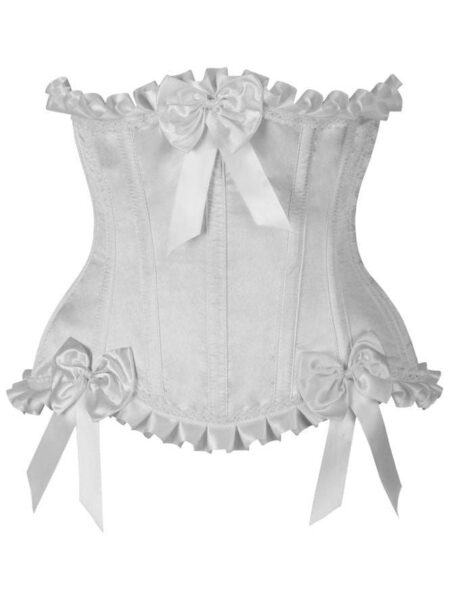 Top Drawer White Steel Boned Burlesque Underbust Corset Waist Cincher — Pleasure Zone Houston