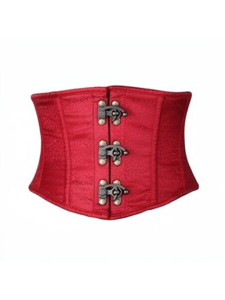 Top Drawer Wine Brocade Steel Boned Mini Cincher w/Clasps — Pleasure Zone Houston