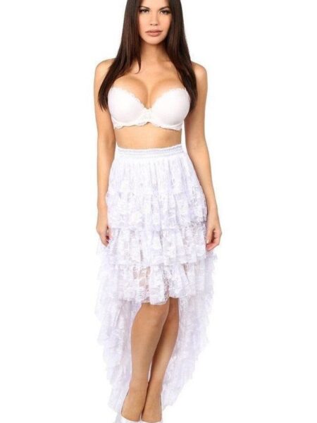 White High Low Lace Skirt — Pleasure Zone Houston